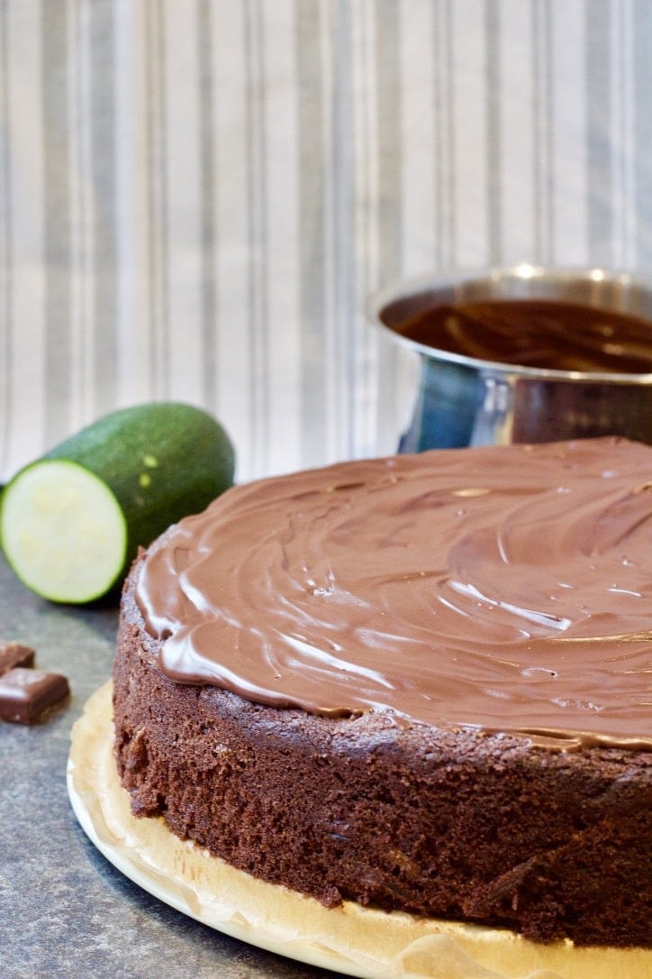 Iced Chocolate Courgette (Zucchini) Cake.