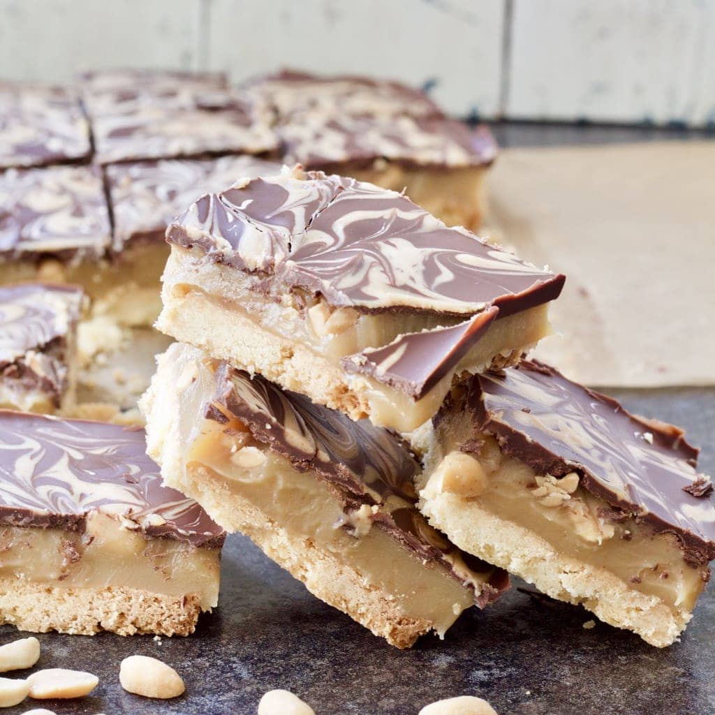 Peanut Butter Millionaire's Shortbread slices.