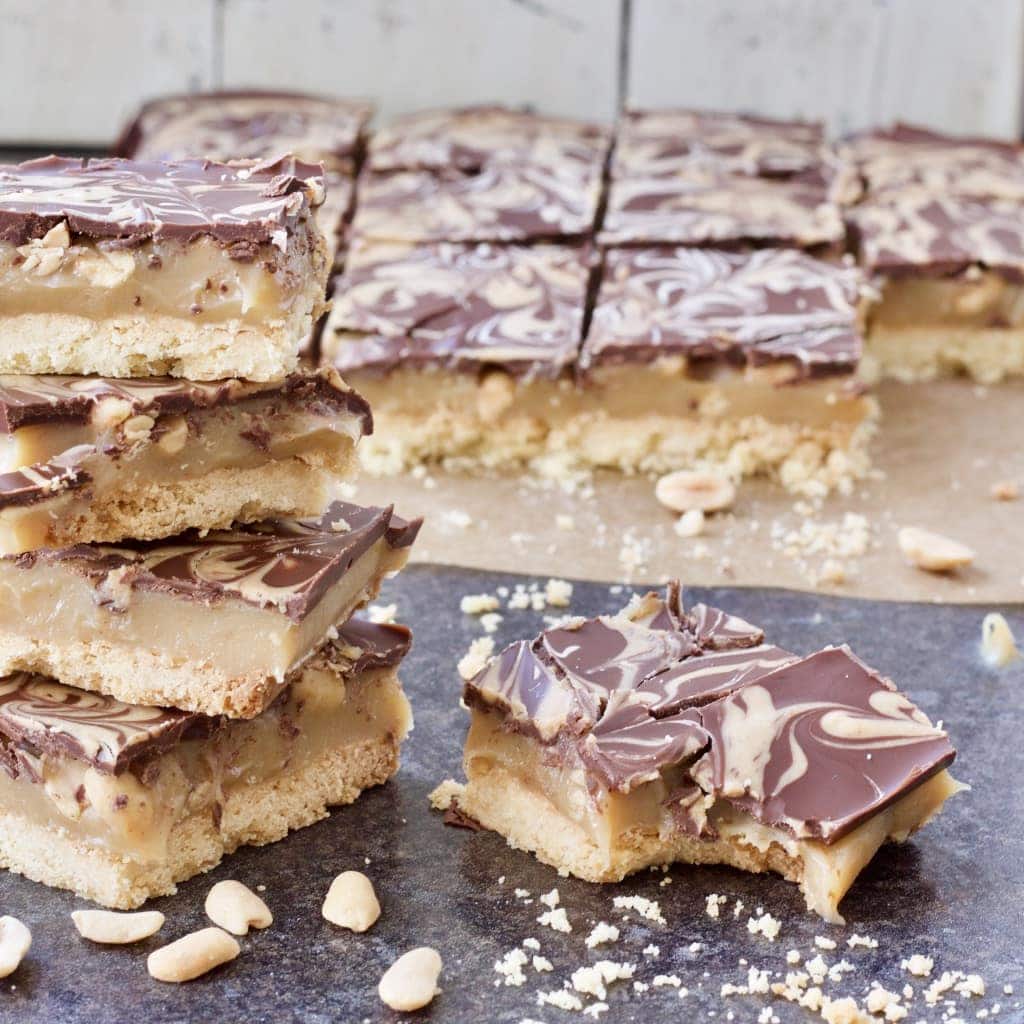 Peanut Butter Millionaire's Shortbread slices.