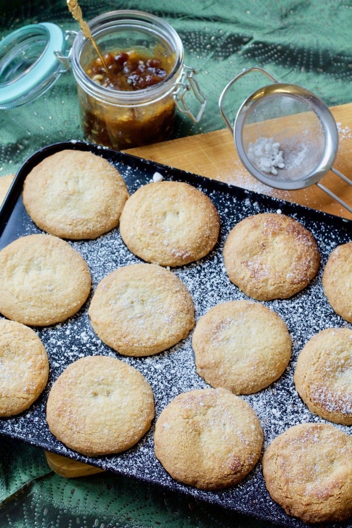 Mince pies in a tin.