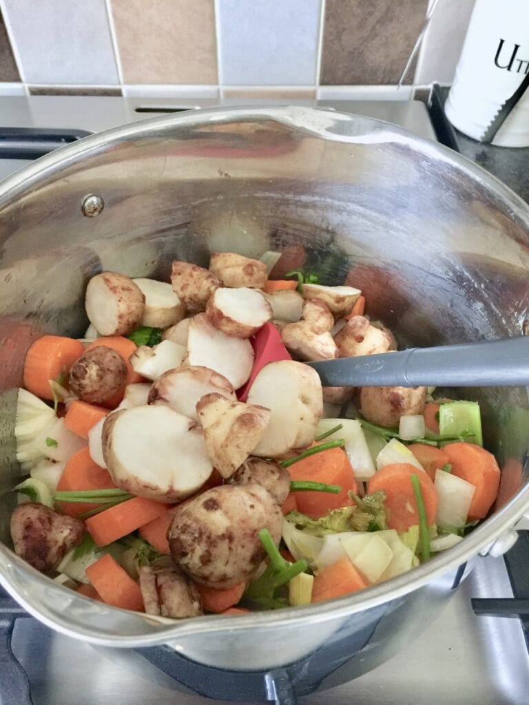 All vegetables in a pot.