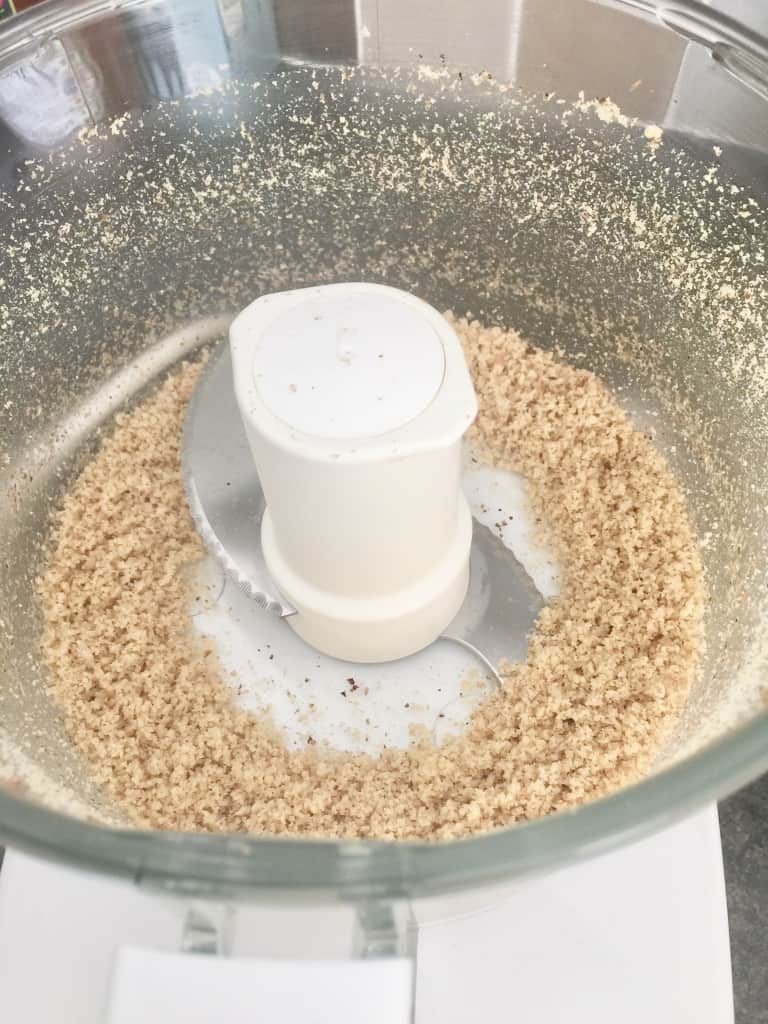 Walnuts blended in a food processor.