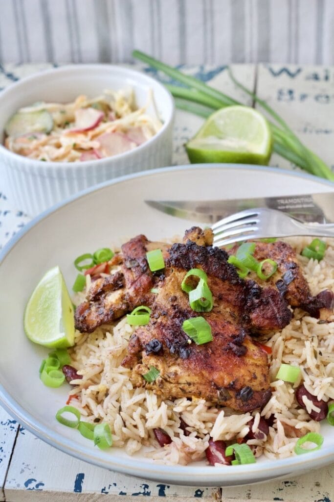 Cheat's Jerk Chicken with Rice & Peas (Beans)