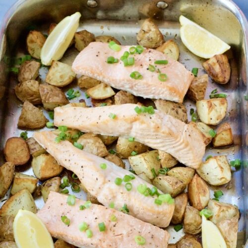 Easy Salmon & New Potatoes Tray Bake - Jo's Kitchen Larder