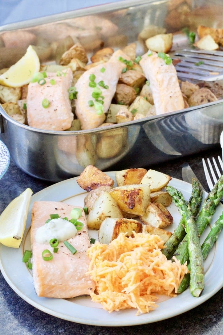 Easy Salmon & New Potatoes Tray Bake - Jo's Kitchen Larder