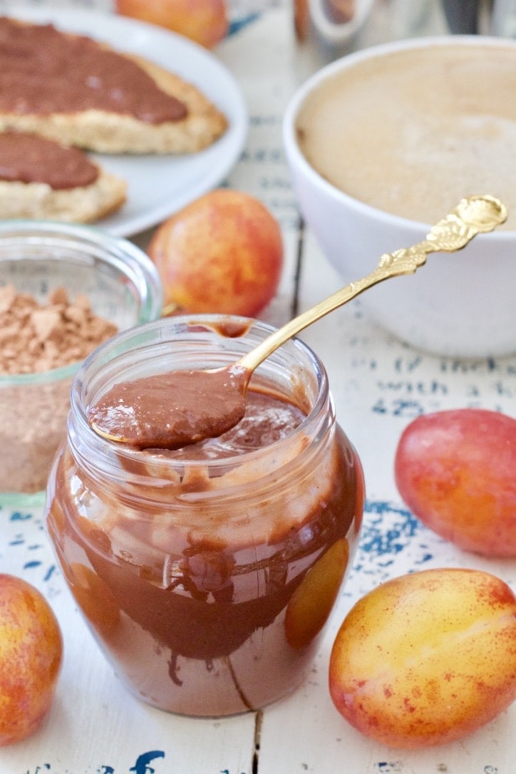 Jar with Plum Jam with Chocolate