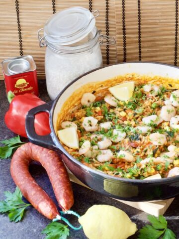 Easy Prawn & Chorizo Cheat's Paella