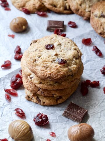 Dark Chocolate Cranberry Chestnut Cookies