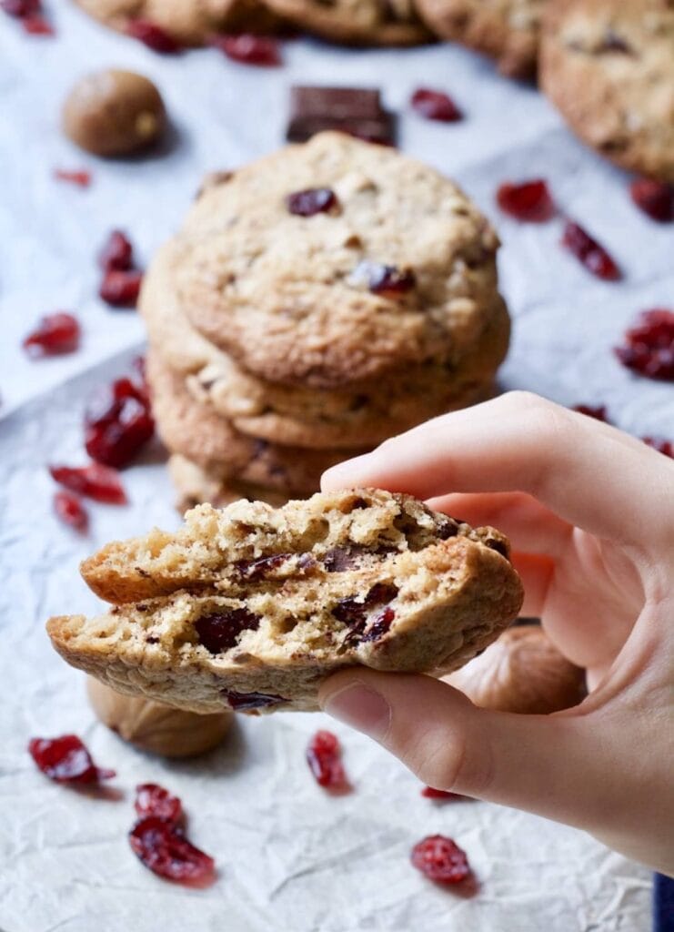 Dark Chocolate Cranberry Chestnut Cookies