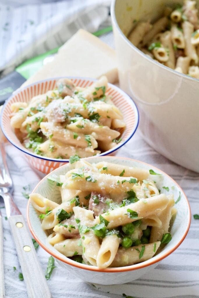 One Pot Leftover Ham and Pea Pasta