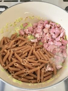 One Pot Leftover Ham and Pea Pasta