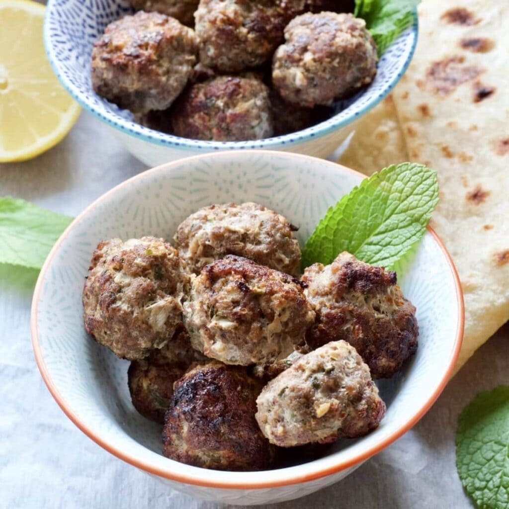 Easy Lamb Kofta Meatballs in a bowl close up