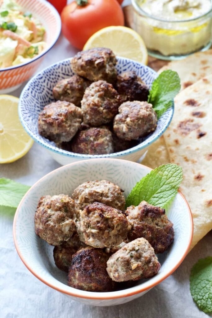 Easy Lamb Kofta Meatballs in serving bowls