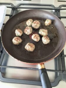 Easy Lamb Kofta Meatballs - searing on the pan