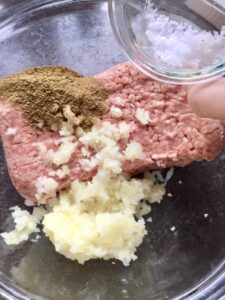 Easy Lamb Kofta Meatballs - adding salt to the mixture