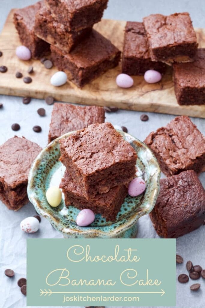 Chocolate Banana Cake squares with Mini Eggs