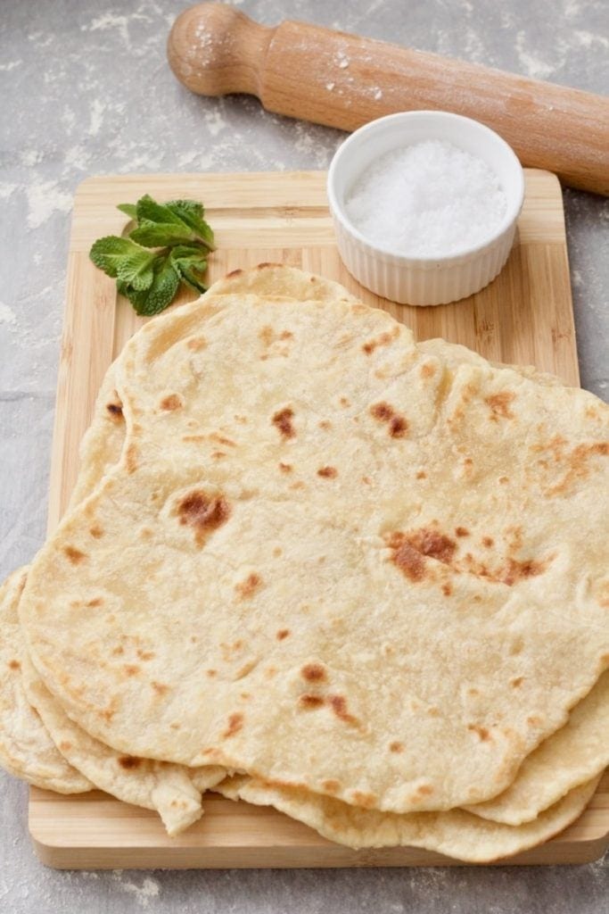 Easy Flatbread (No Yeast) on wooden board