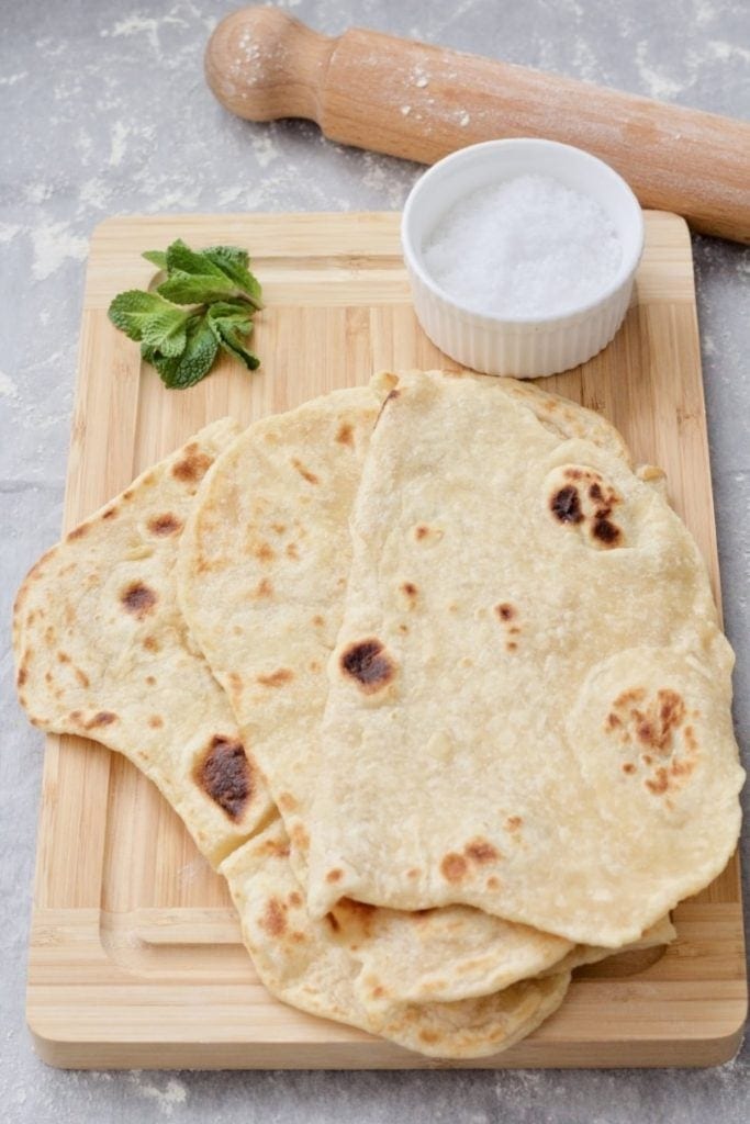 Easy Flatbread (No Yeast) on wooden board