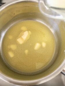 Easy Flatbread (No Yeast) - butter being melted in a saucepan over low heat