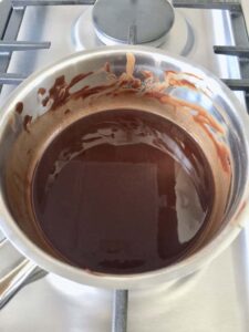 melted chocolate in a pan