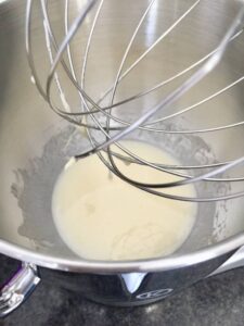 egg sugar mixture in a standing mixer