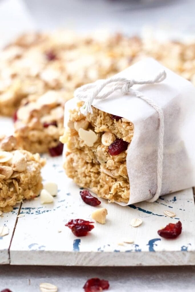 Chewy Cranberry Flapjacks (Granola Bars) wrapped