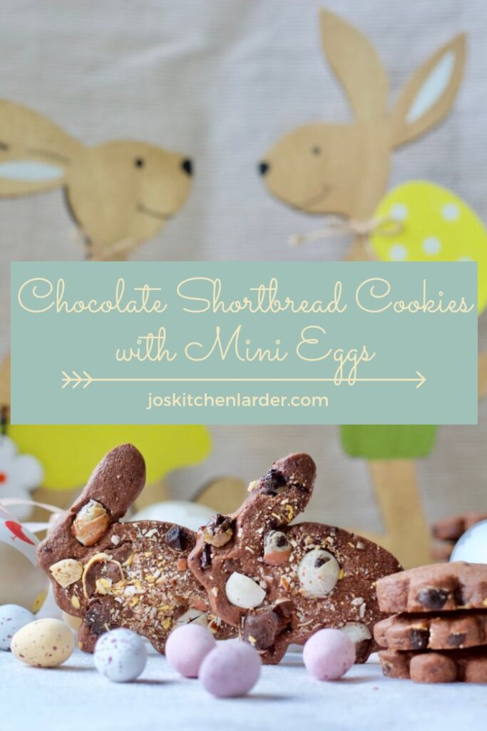 2 Chocolate Shortbread Cookies with Mini Eggs bunnies