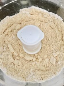 flour & butter mixed into crumbs in food processor