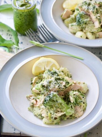 Wild Garlic Pesto Baked Salmon Gnocchi