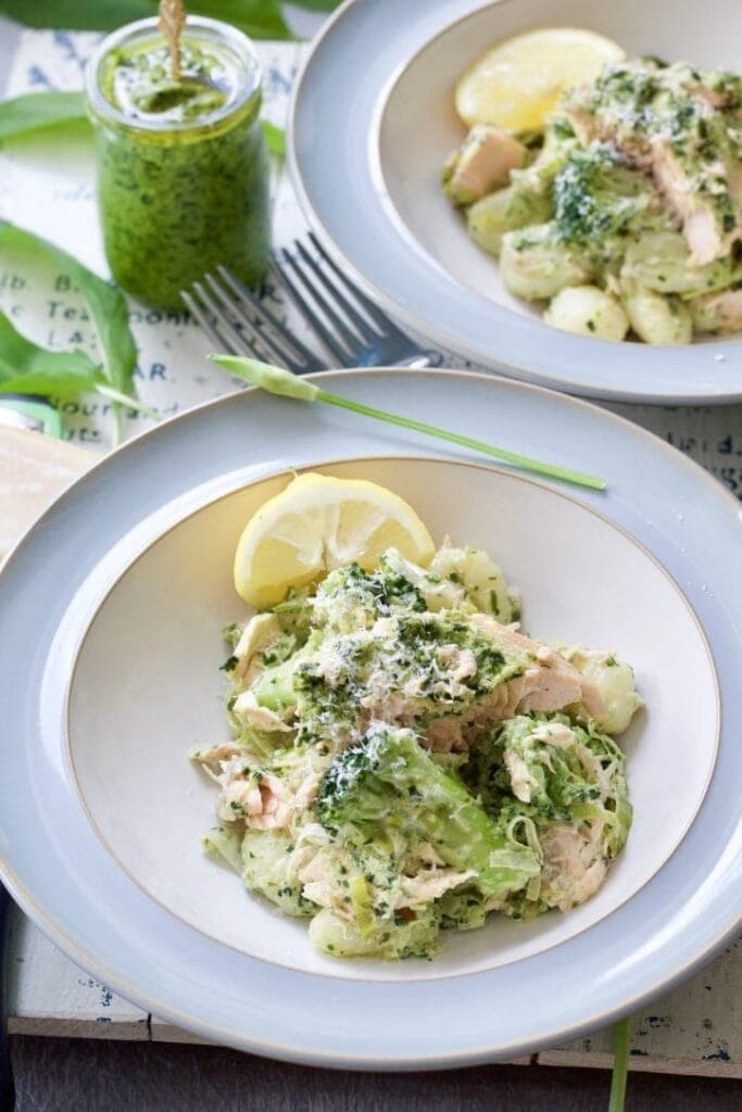 Wild Garlic Pesto Baked Salmon Gnocchi