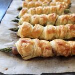 Asparagus Puff Pastry Twists on a baking tray