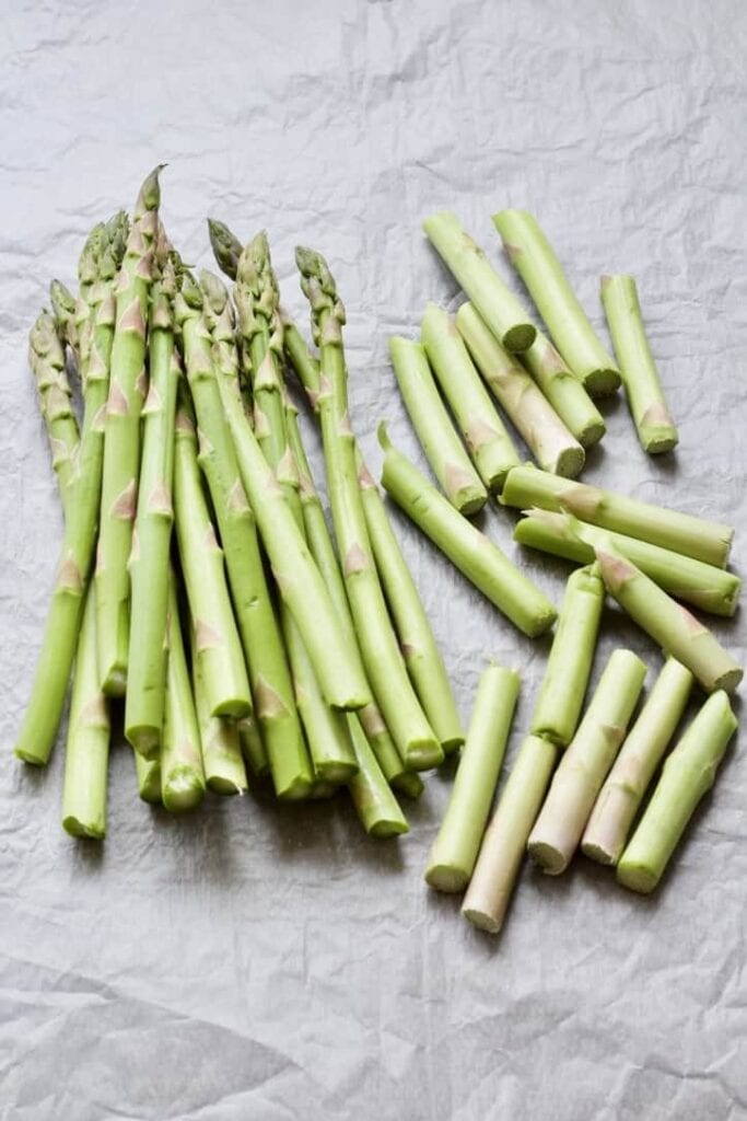 asparagus spears and snapped ends