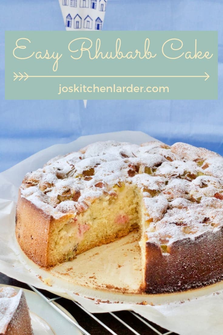 Slightly tangy & not overly sweet, light and fluffy Easy Rhubarb Cake with a hint of cinnamon! Perfect with a cup of tea or lashings of custard, you choose! Delicious and easy bake to make the most of seasonal rhubarb! #rhubarb #cake #dessert #rhubarbcake #easyrecipe #fruitybakes #seasonalbakes