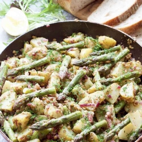 Warm Potato Asparagus Salad with Lentils Jo's Kitchen Larder
