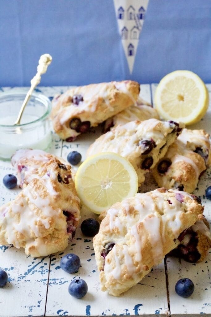Blueberry Scones on a board.