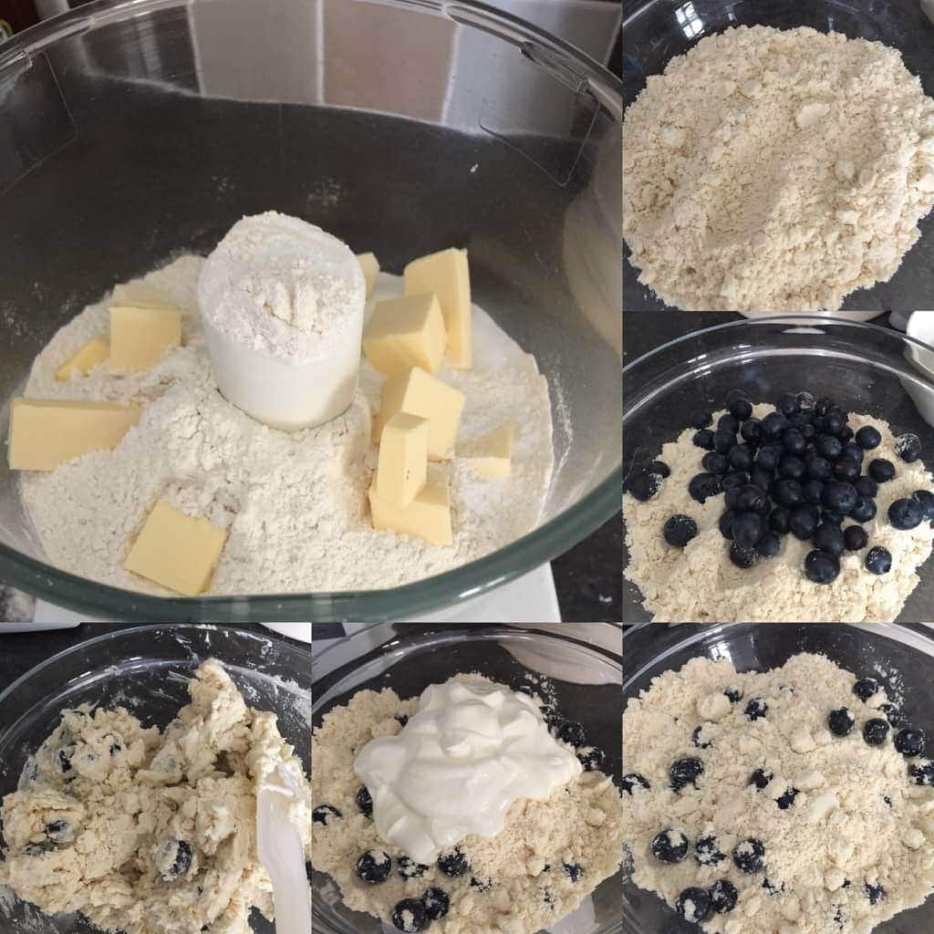 Blueberry scones dough in the making.