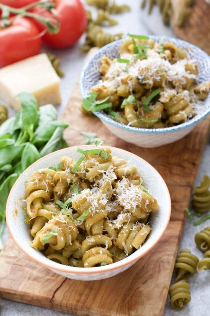 Roasted Tomato & Basil Pasta served in bowls.