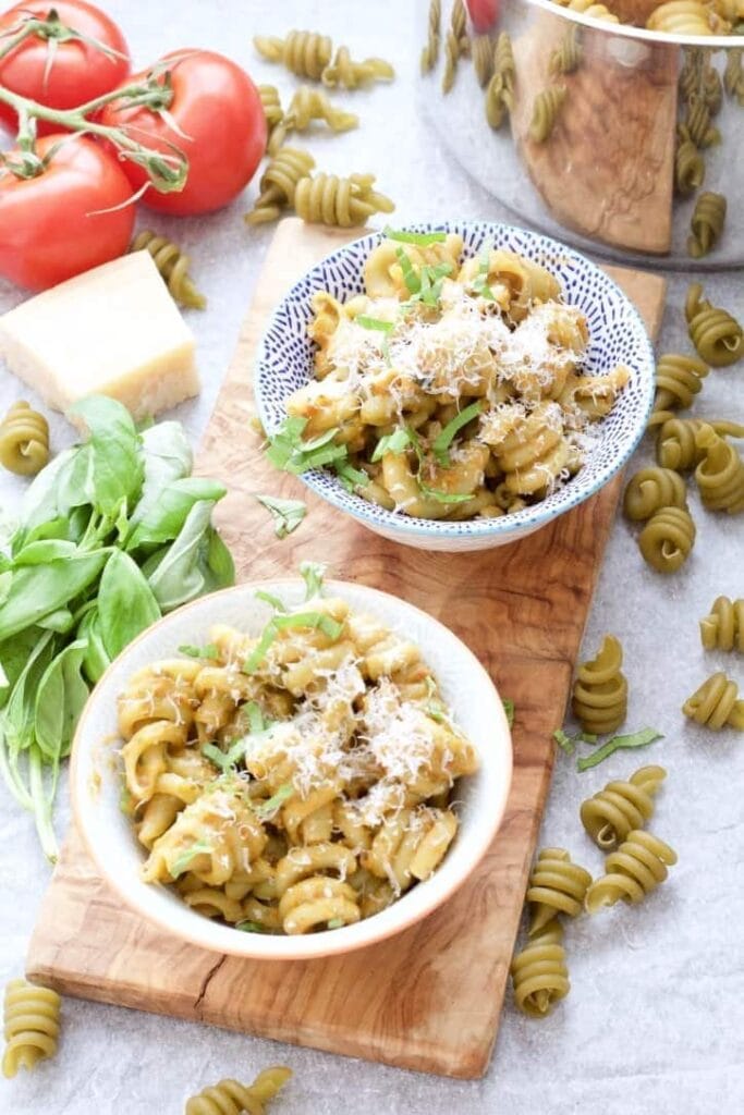 Roasted Tomato & Basil Pasta served in bowls.