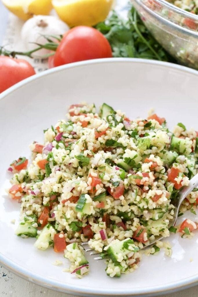 Tabbouleh salad on a plate.