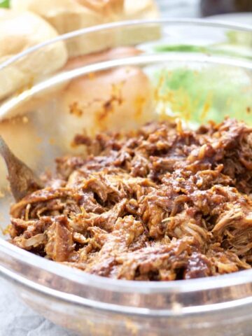Bowl with bbq pulled pork.