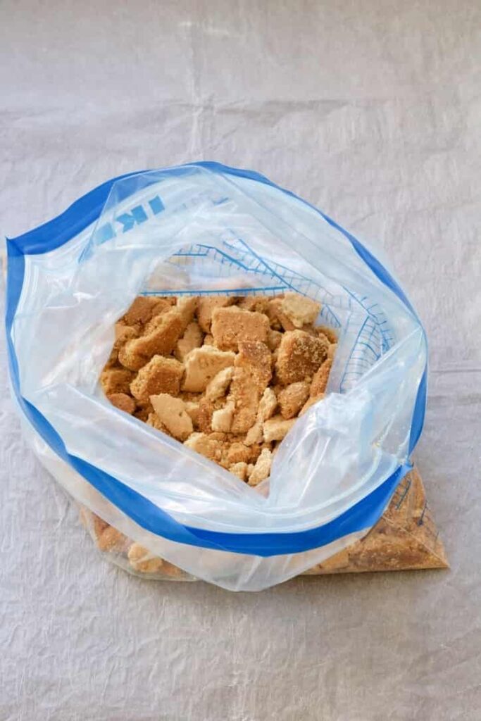 Biscuit pieces in a bag.
