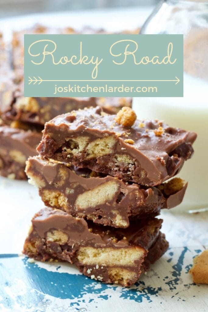 Stack of rocky road squares.