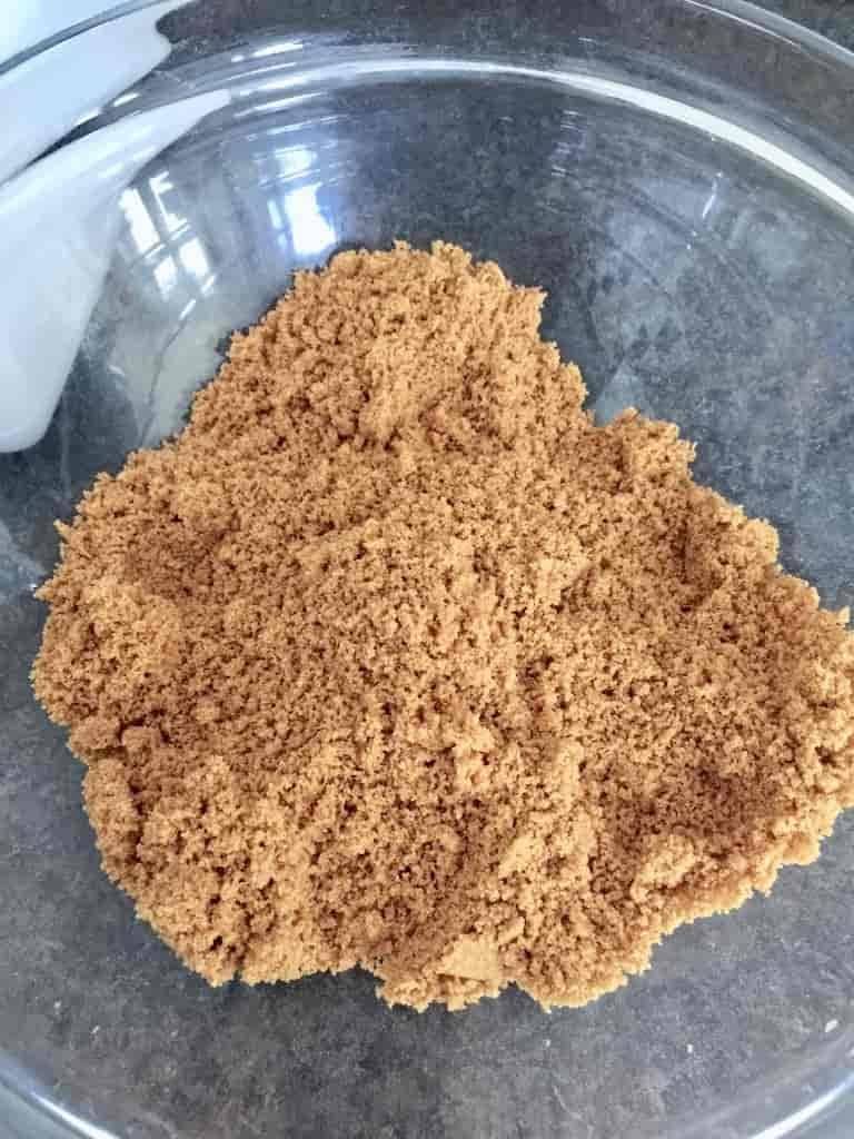 Ginger biscuits crumbs in a bowl.