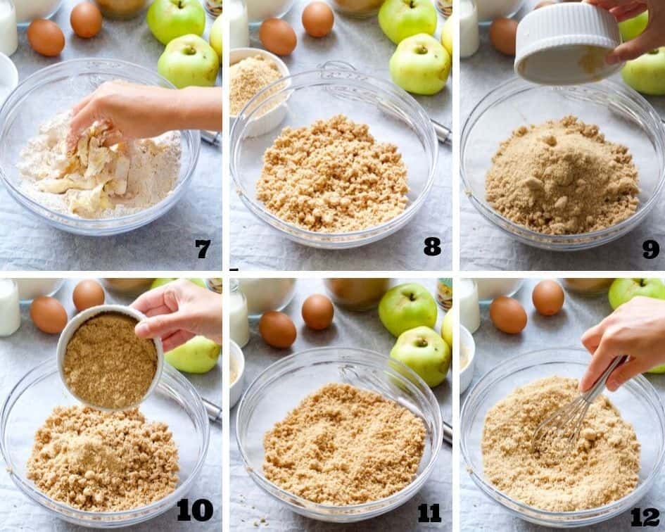 Collage of steps when making apple cake 2.