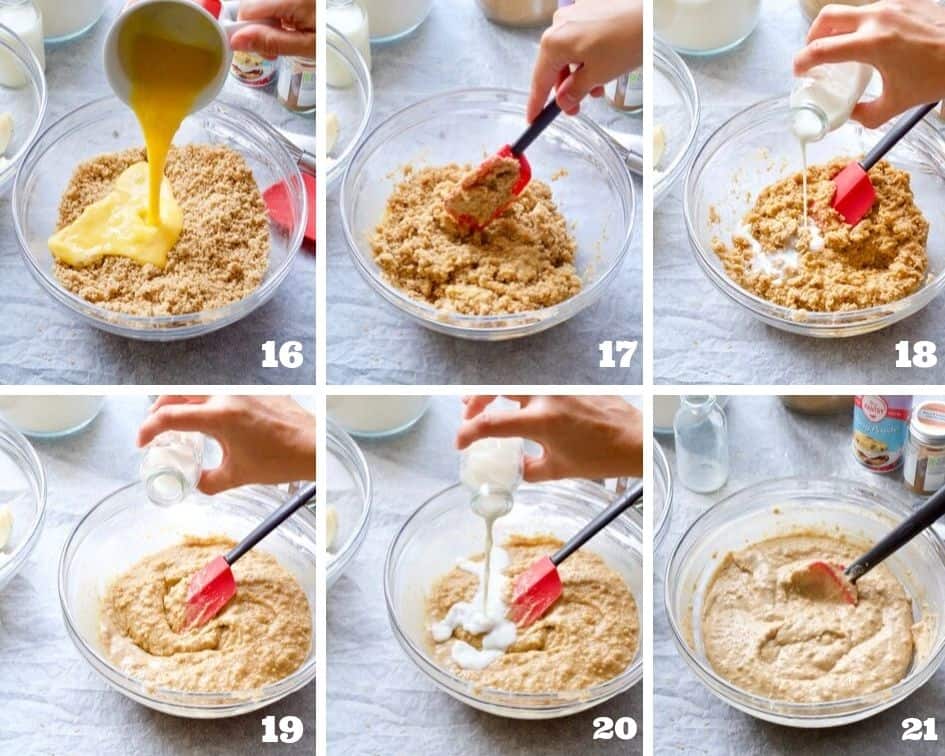 Collage of steps when making apple cake 4.