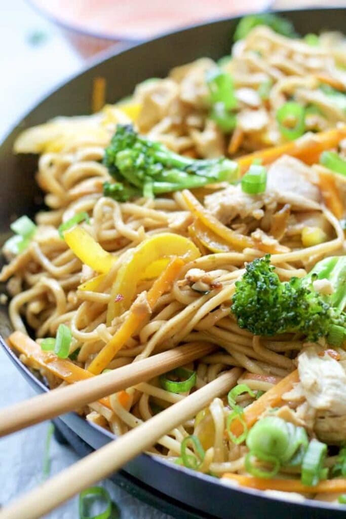 Chicken Chow Mein close up.