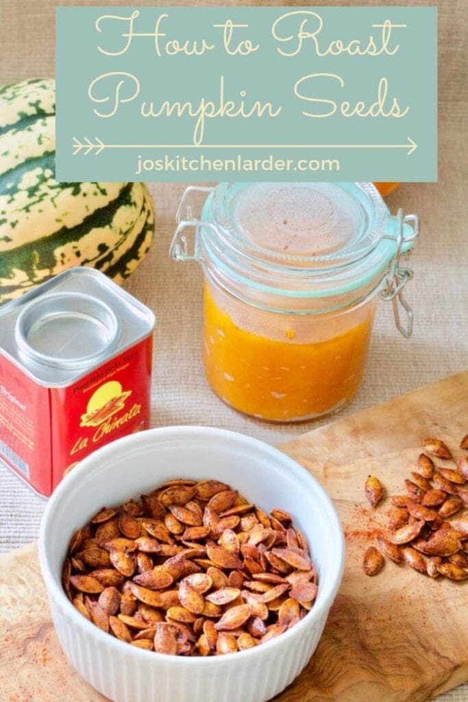 Roasted pumpkin seeds, jarred pumpkin puree & paprika.