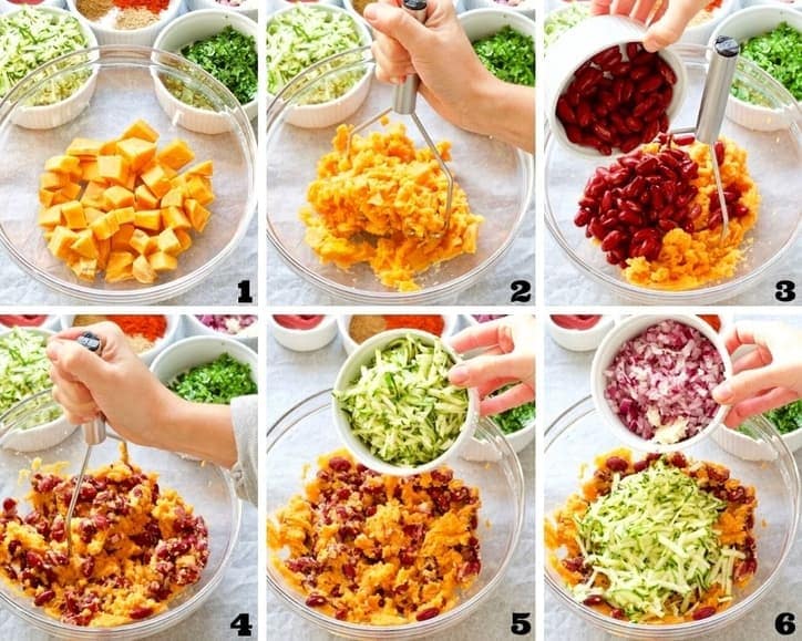 Preparation of the vegetable filling process collage 1.