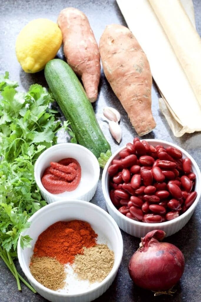 Ingredients for making vegetarian sausage rolls.