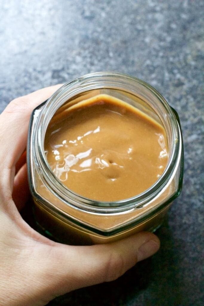 Peanut butter in a jar.